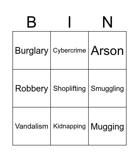 Law and order Bingo Card