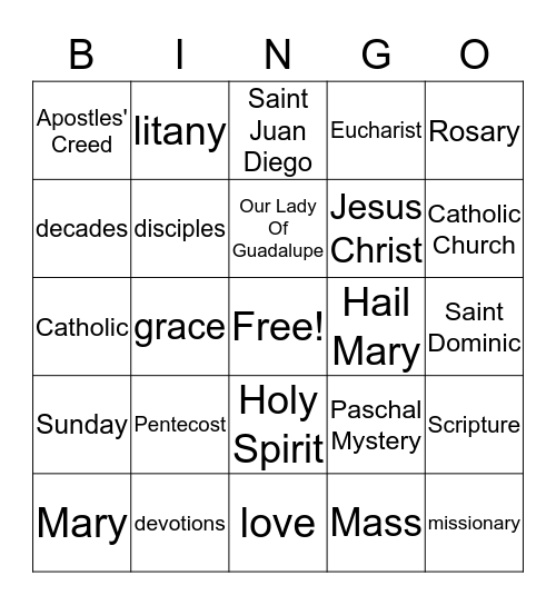 Religion Review Chapter 12 Bingo Card