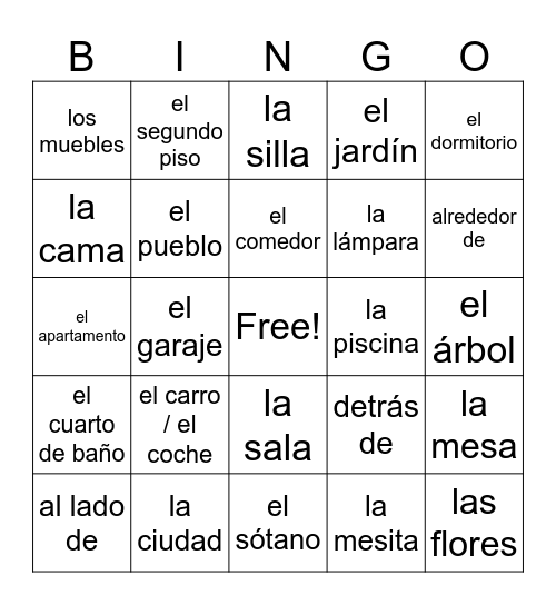 La Casa Bingo Card