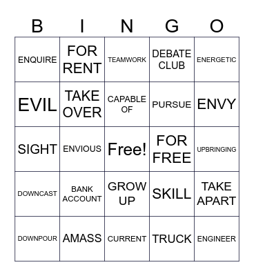 BOOK 5 UNIT 5 Bingo Card