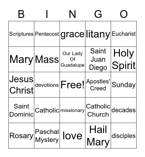 Religion Review Chapter 12 Bingo Card