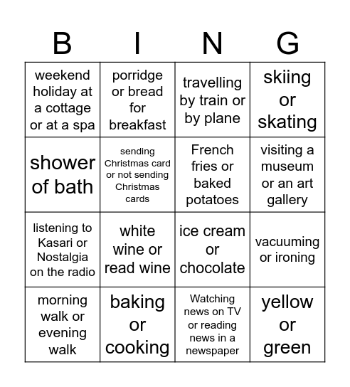 Which one do you prefer Bingo Card