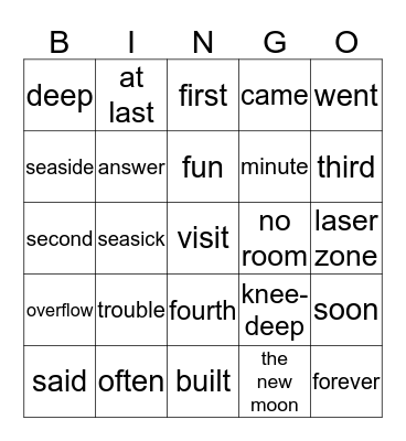 Unit 14 Bingo Card