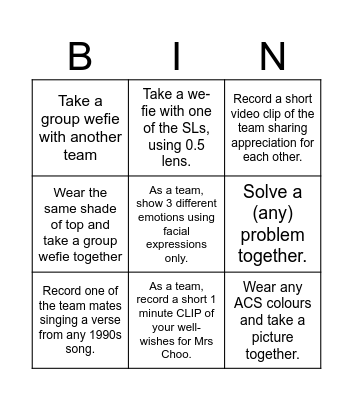 Team-building Activity Bingo Card