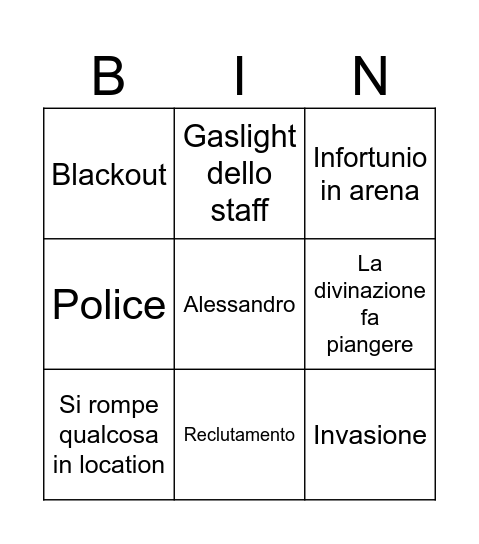 Untitled Bingo Card