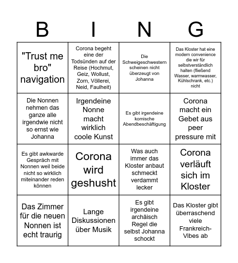 Corona Bigo Bingo Card