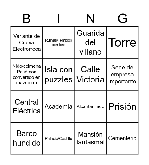 Mazmorras en fangames Bingo Card