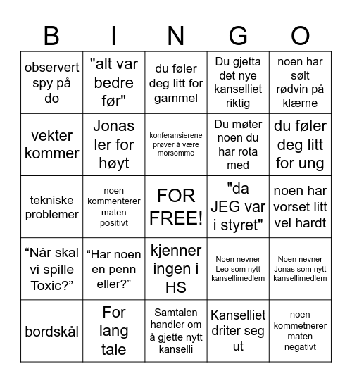 Svippermiddag Bingo Card