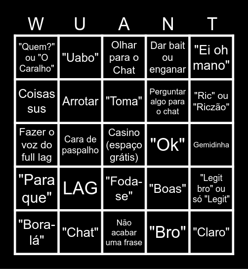 WUANT UABINGO Card