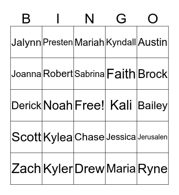 The Crossing Bingo Card