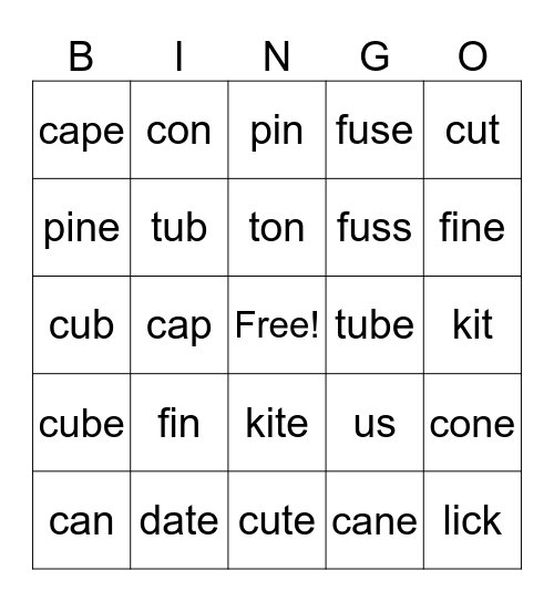 cvc/cvce Bingo Card