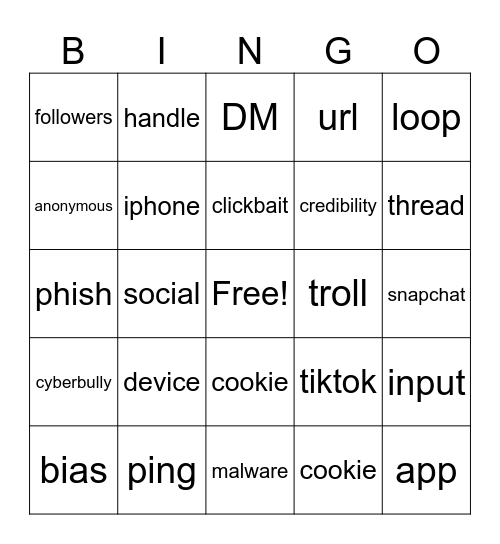 Digital Citizenship Bingo Card