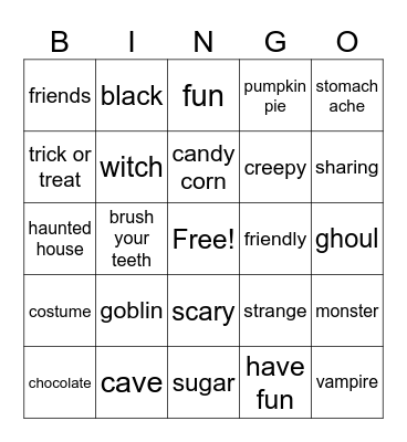 Happy Halloween Bingo Card