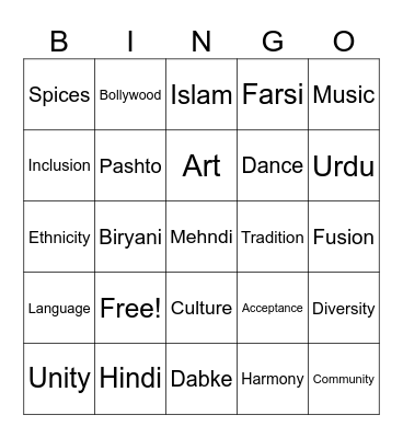 DIVERSITY Bingo Card