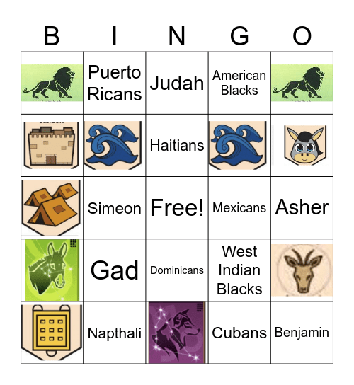 12 Tribes Bingo Card