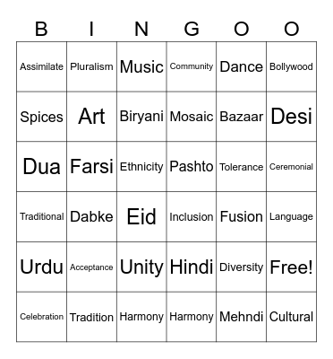 DIVERSITY Bingo Card