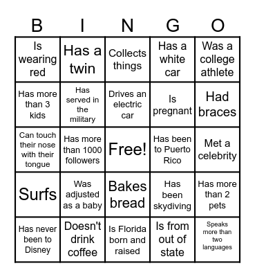 Find Someone Who... Bingo Card