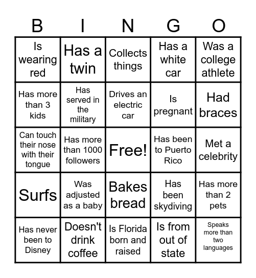 Find Someone Who... Bingo Card