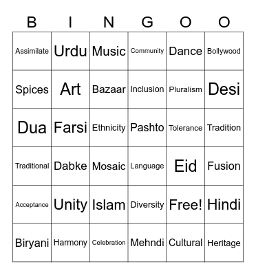DIVERSITY Bingo Card