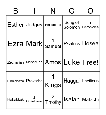 Bible Bingo Card