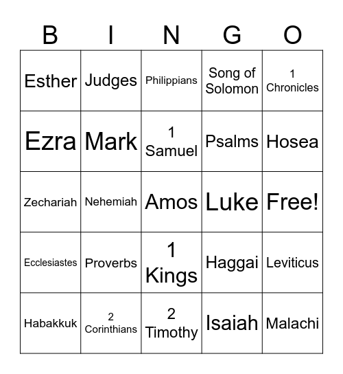 Bible Bingo Card