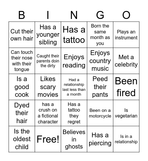 Human Bingo Card