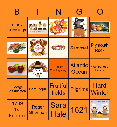 BAMS Thanksgiving Bingo Card