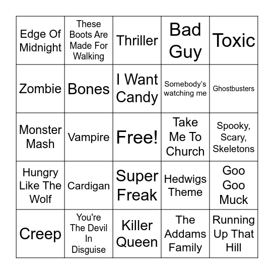 Spooky Bingo Card