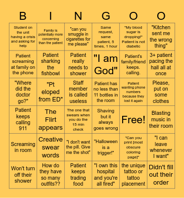 Mental Health Bingo Card