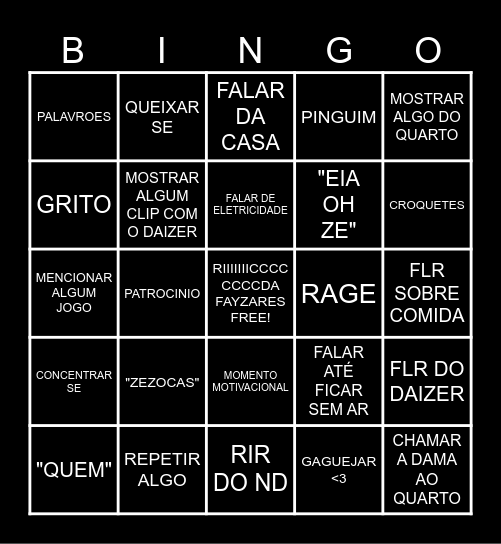 BINGÃO DO RICZAO Bingo Card