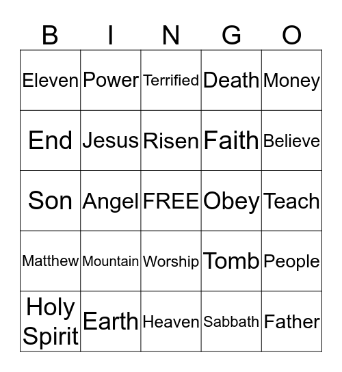 Great Commission Bingo Card