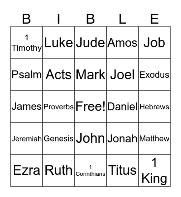 Bible Bingo Card