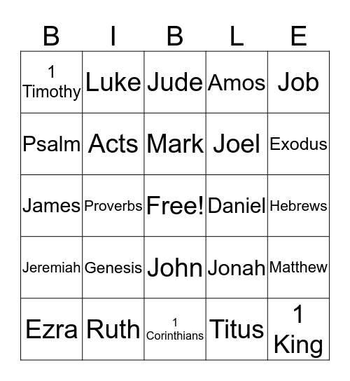 Bible Bingo Card