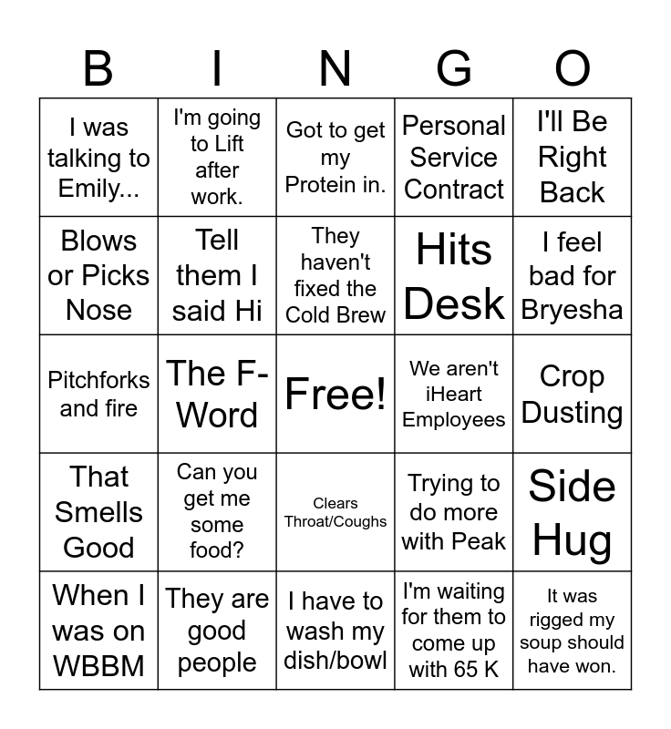 Fox Bingo Card