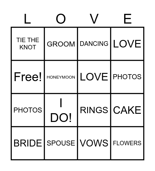 WEDDING CELEBRATION Bingo Card