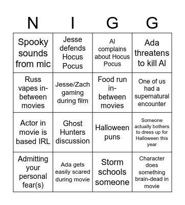 Halloween Bingo Card