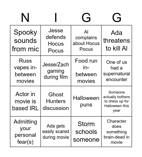 Halloween Bingo Card