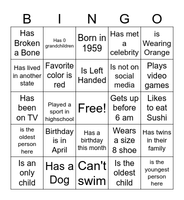 Ice Breaker Bingo Card