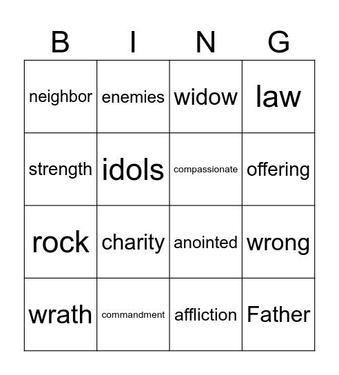 30th Sunday in Ordinary Time Year A Bingo Card