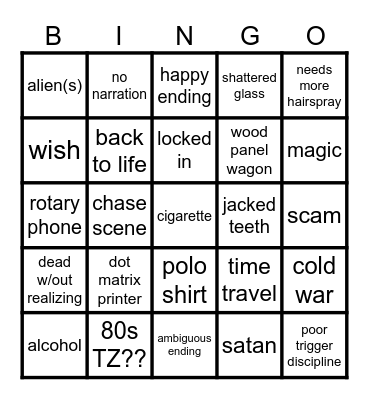 80s TZ v1 Bingo Card