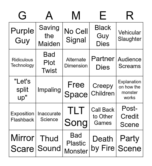 Fnaf Movie Bingo Card