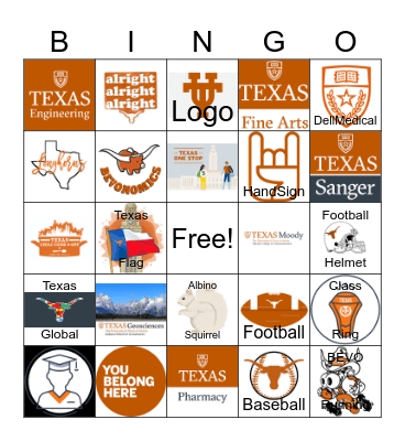 Texas Longhorns Bingo Card