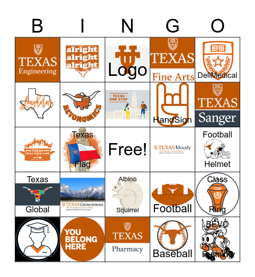 Texas Longhorns Bingo Card