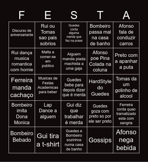 Festas Bingo Card