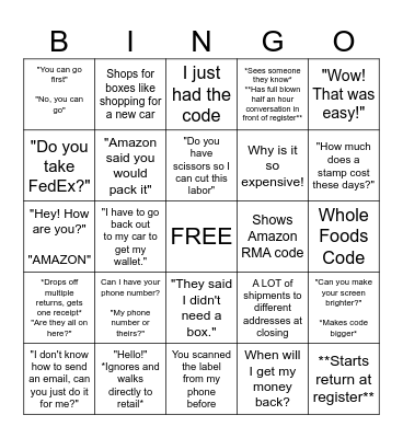 The UPS Store Bingo Card