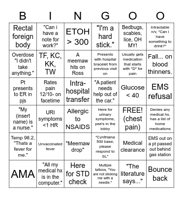ER BINGO Card