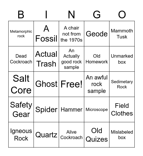 Night in the Core Room Bingo Card