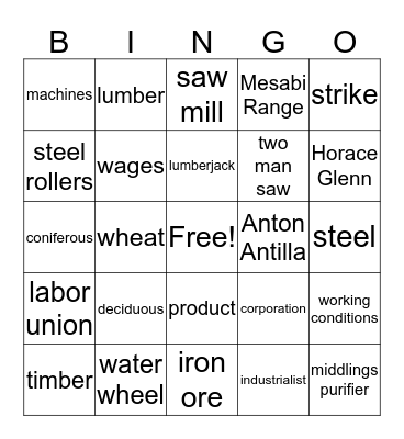 Chapter 11 MN Studies Bingo Card