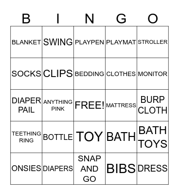 Baby Gianna's Bingo Card