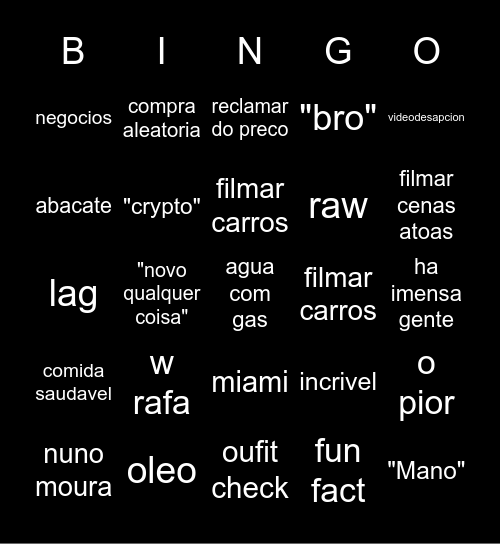 windoh bino Bingo Card